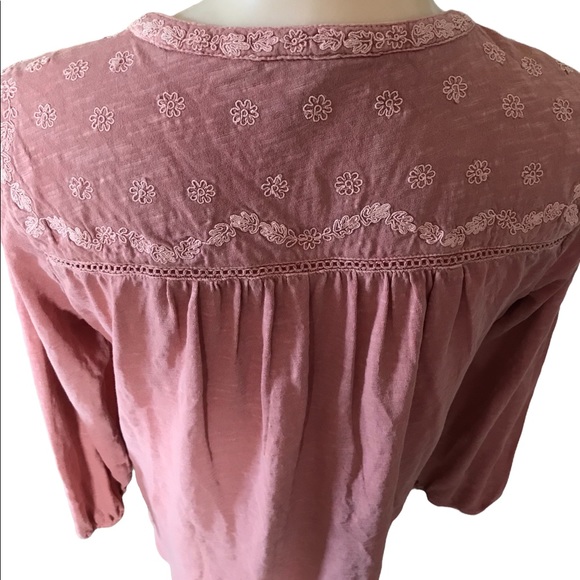 Lucky Brand Top sz S Blush Pink Lace Like Details - Picture 8 of 10